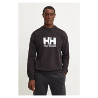 Bavlněná mikina Helly Hansen HH LOGO pánská, černá barva, s potiskem, 30395