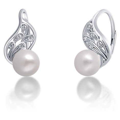 JwL Luxury Pearls Půvabné stříbrné náušnice s pravou bílou perlou JL0706