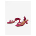 Tmavě růžové dámské šněrovací sandály v semišové úpravě na podpatku OJJU