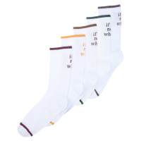 Trendyol 5-Pack White Cotton Text Pattern Striped Toe College-Tennis-Mid-Length Socks