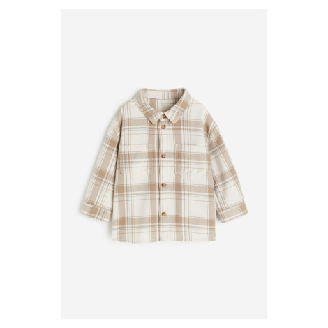 H & M - Flanelová košile z bavlny - béžová H&M