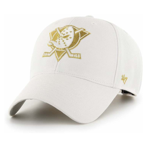 Čepice s vlněnou směsí 47brand NHL Anaheim Ducks bílá barva, s aplikací 47 Brand
