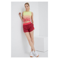 Tréninkové šortky Under Armour Play Up 1355791 dámské, vínová barva, s potiskem, medium waist, 1