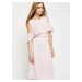 Midi cold shoulders dress made of smooth fabric pink