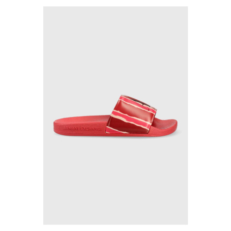 Pantofle Armani Exchange dámské, červená barva