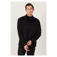 AC&Co / Altınyıldız Classics Men's Black Oversize Fit Loose Cut Classic Collar Cotton Patterned 