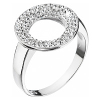Evolution Group Stříbrný prsten s krystaly Swarovski bílý kruh 35058.1 krystal