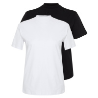 Trendyol Curve White-Black 2-Pack 100% Cotton Basic High Neck Knitted T-Shirt