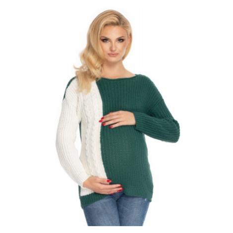 Těhotenský svetr, pletený vzor - zelená/bílá Be MaaMaa
