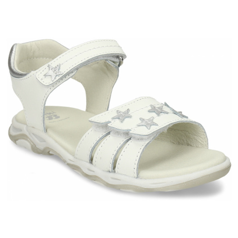 Bílé kožené dívčí sandály s hvězdičkami