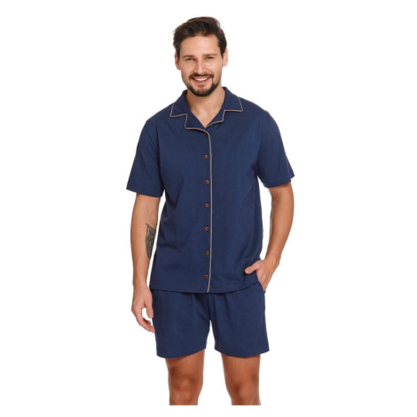 Pánské pyžamo s knoflíky Dale modré organic dn-nightwear
