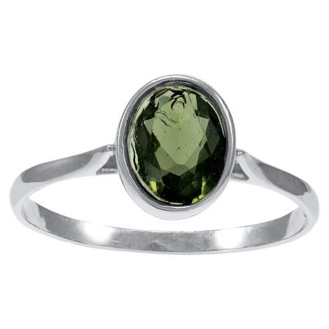 Stříbrný prsten s oválným výbrusem Vltavín Planet Shop