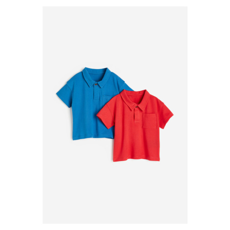 H & M - Tričko z piké s límečkem 2 kusy - červená H&M