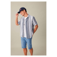 DEFACTO Regular Fit Crochet Collar Striped Short Sleeve Shirt