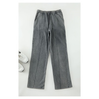 Trendyol Anthracite Wide Leg Ribbed Distressed/Faded Effect Basic Sweatpants