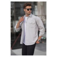 Madmext Gray Basic Regular Fit Men's Shirt 6716