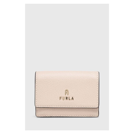 Kožená peněženka Furla béžová barva