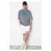 Trendyol Gray Oversize/Wide Cut Antique/Pale Effect 100% Cotton T-shirt