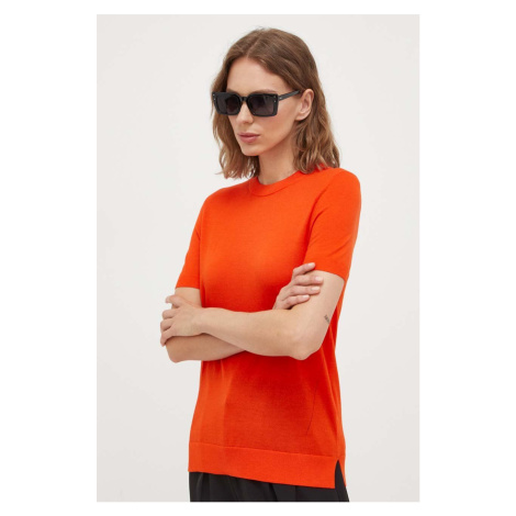 Vlněný svetr BOSS dámský, oranžová barva, lehký Hugo Boss