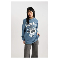 DEFACTO Oversize Fit Printed Hooded Thick Sweatshirt