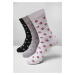 Květinové ponožky z recyklované příze 3-balení šedá+černá+bílá