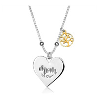 Stříbrný náhrdelník 925 - přívěsek srdce, nápis 