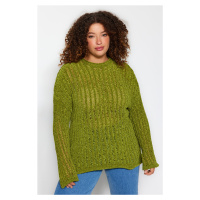 Trendyol Curve zelený prolamovaný/dívkový pletený svetr