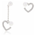 Anna Grace AGE0026 – náušnice Silver Sparkling Crystal Pearl Heart