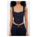 Trendyol Dark Blue Lacing Detailed Denim Bustier