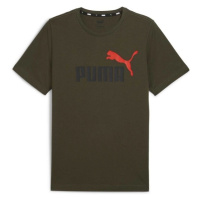 Puma ESSENTIALS + 2 COL LOGO TEE Pánské triko, khaki, velikost