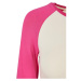 Ladies Organic Cropped Retro Baseball Longsleeve - whitesand/hibiskus pink