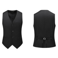 Formální pánská vesta s obleku slim - ČERNÁ XXL