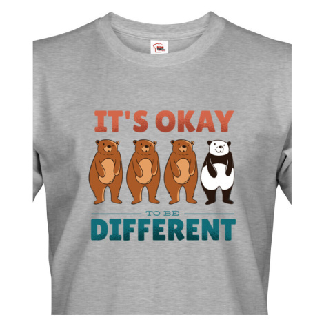 Pánské tričko IT´S OKAY TO BE DIFFERENT - triko s pandou BezvaTriko