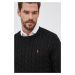 Bavlněný svetr Polo Ralph Lauren pánský, černá barva, hřejivý, 710775885012