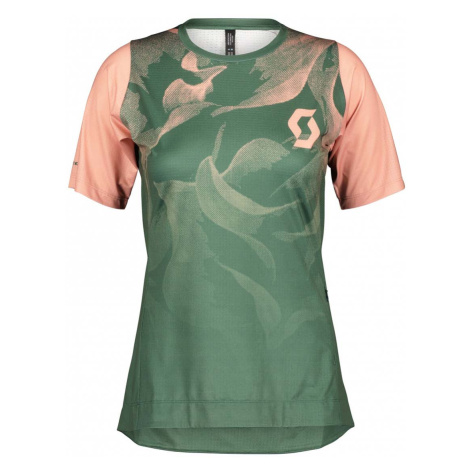 SCOTT Cyklistický dres s krátkým rukávem - TRAIL VERTIC LADY - růžová/zelená