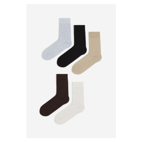 H & M - Balení: 5 párů ponožek - hnědá H&M