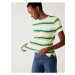 Žluto-zelené dámské proužkované tričko s kapsou Marks & Spencer