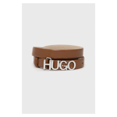 Kožený pásek Hugo dámský, hnědá barva Hugo Boss