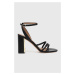 Kožené sandály BOSS Mandy Ch.Sandal 90-N černá barva, 50493063