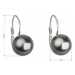 Stříbrné náušnice visací s perlou Swarovski šedé kulaté 31143.3 grey