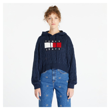 Tommy Jeans Center Flag Cable Hoodie Blue Tommy Hilfiger