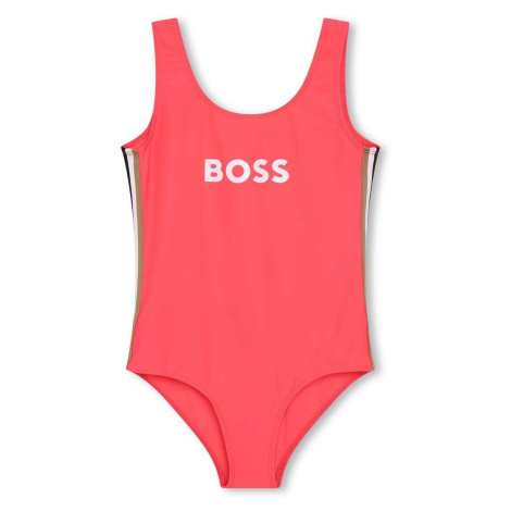 Jednodílné dětské plavky BOSS červená barva Hugo Boss