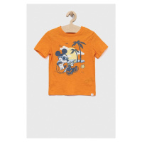 Dětské bavlněné tričko GAP x Disney oranžová barva, s potiskem