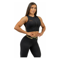 Nebbia Compression Push-Up Top INTENSE Mesh Black/Gold Fitness tričko