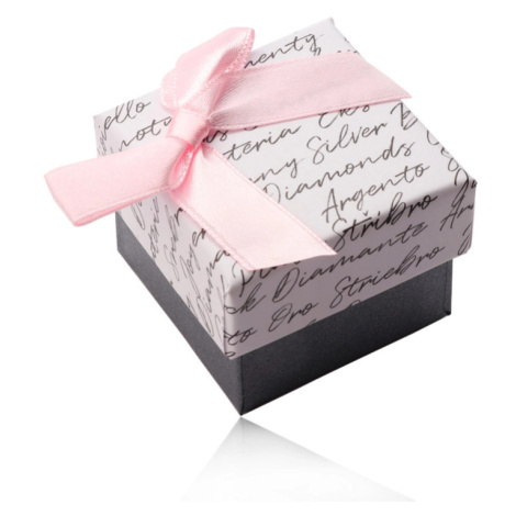 Dárková krabička s mašlí na náušnice nebo prsten - bílo-antracitová kombinace, text Šperky eshop