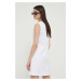 Džínové šaty Love Moschino bílá barva, mini