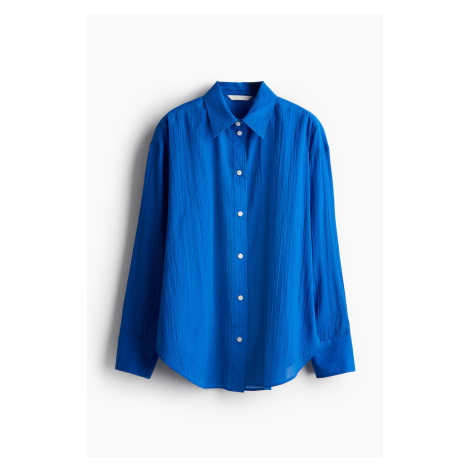 H & M - Košile z mačkané bavlny - modrá H&M