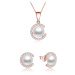 Beneto Pozlacená souprava šperků ze stříbra s pravými perlami AGSET285P-ROSE (náhrdelník, náušni