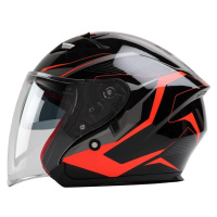 MAXX OF 878 Skútrová helma s plexi a sluneční clonou - černo/oranžová