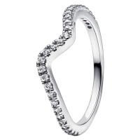 Pandora Vlnitý stříbrný prsten se zirkony Timeless 192539C01 52 mm